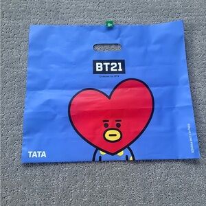 NEW Line Friends x BT21 BTS Tata and Van Blue Plastic Shopping Bag